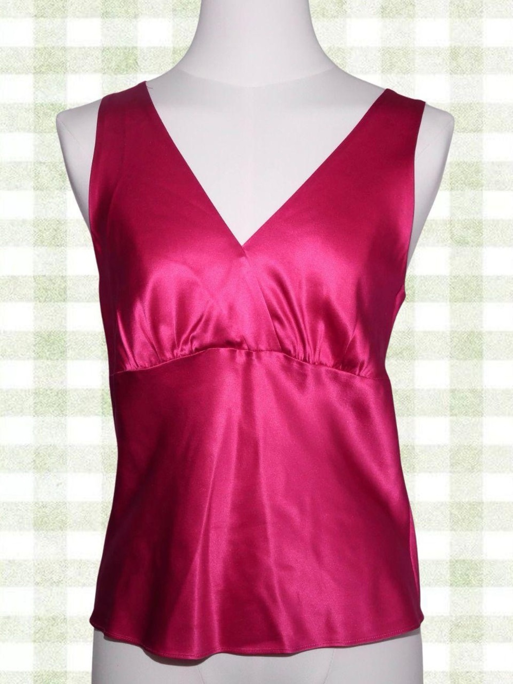 Satin V-Neck Camisole in Magenta